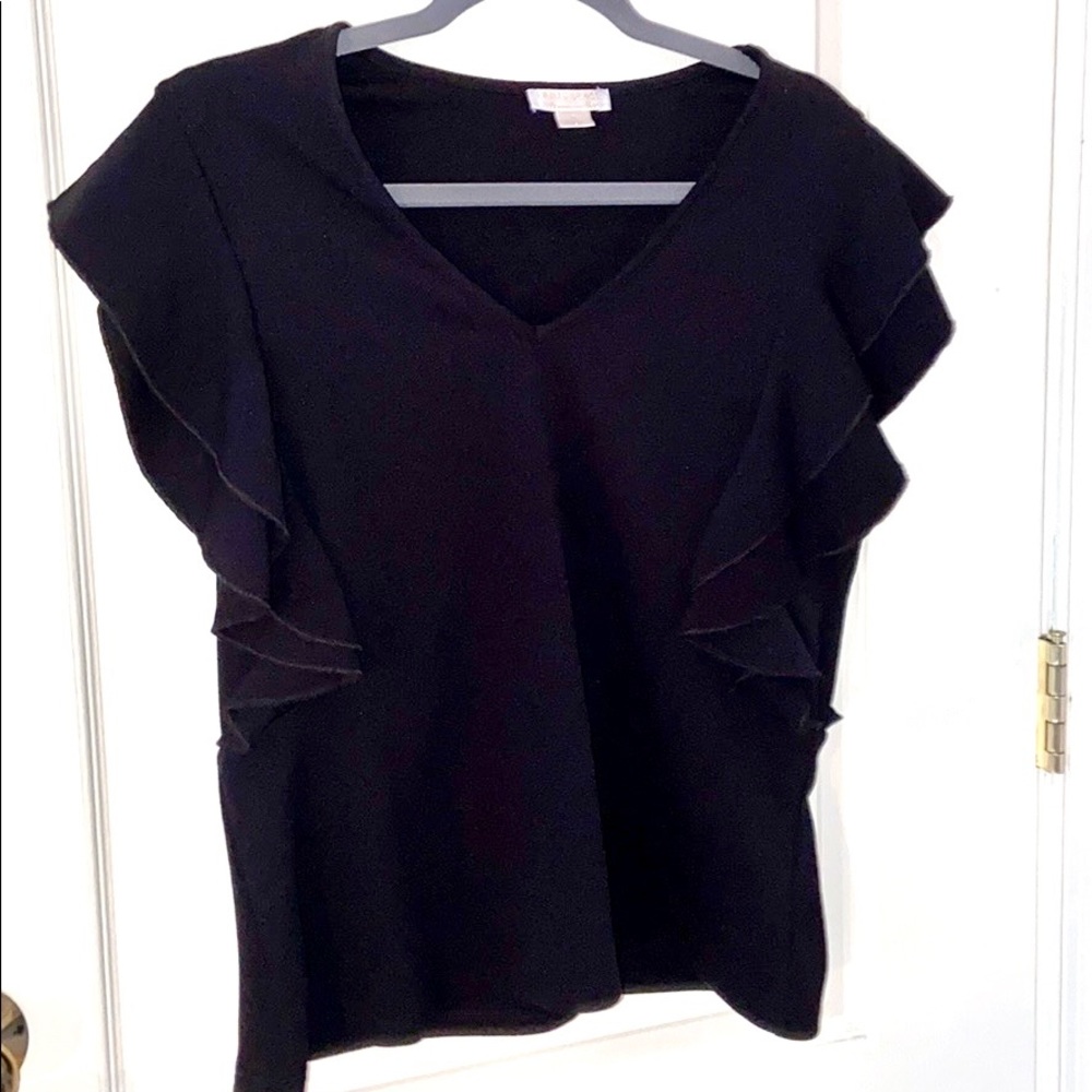 SCALLOPED black blouse